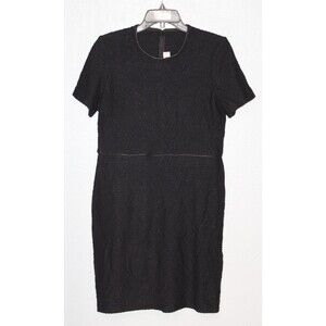 St. John Black Metallic S/S Wool Blend Knee-Length Sheath Dress Size 10 - GRP3